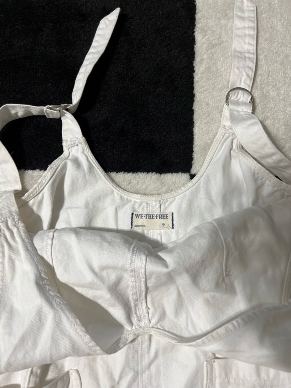 We The Free White Cotton Tie-Shoulder Overalls Dress - Picture 2 of 4